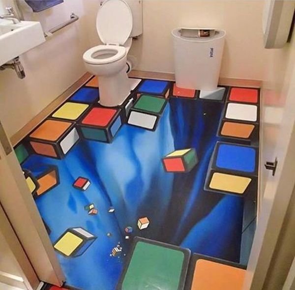 It's best not to enter while drunk. - Toilet, 3D, Drawing, Floor