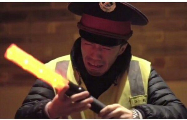 A very dramatic photo: a Kazakh policeman, after duty on December 31, 2016, says goodbye to his breadwinner. - Police, Tears, , Ban, Kazakhstan, Humor