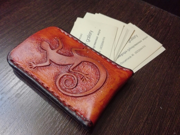 Name business card holder made of leather - My, Leather, Holder, Leather, Embossing on leather, Cardholder, Longpost