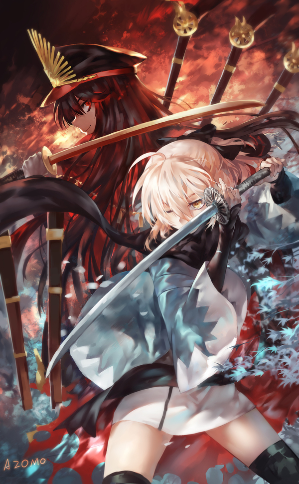 Fate grand order - Fate grand order, Okita souji, Oda nobunaga, Art, Anime, Anime art