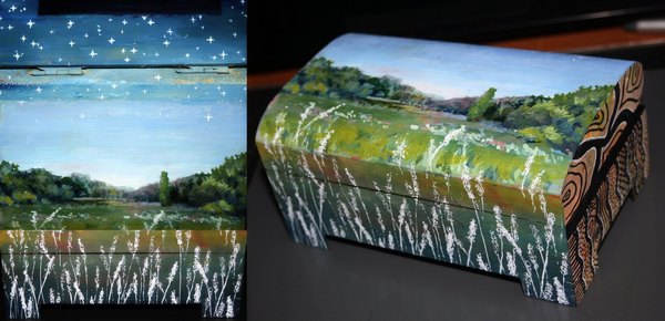 Casket painting - My, Casket, Painting, Artist, Landscape, Tempera