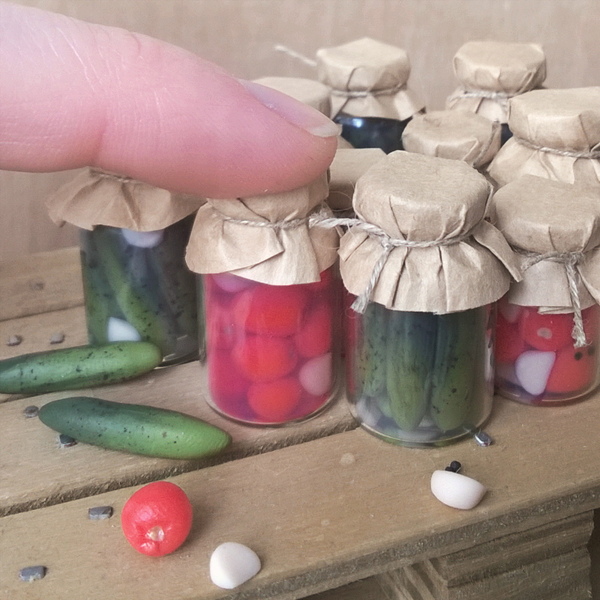 Pickles from polymer clay - My, Polymer clay, Miniature, Food