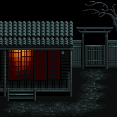 Pixel Art &quot;Japanese house and Yokai&quot;