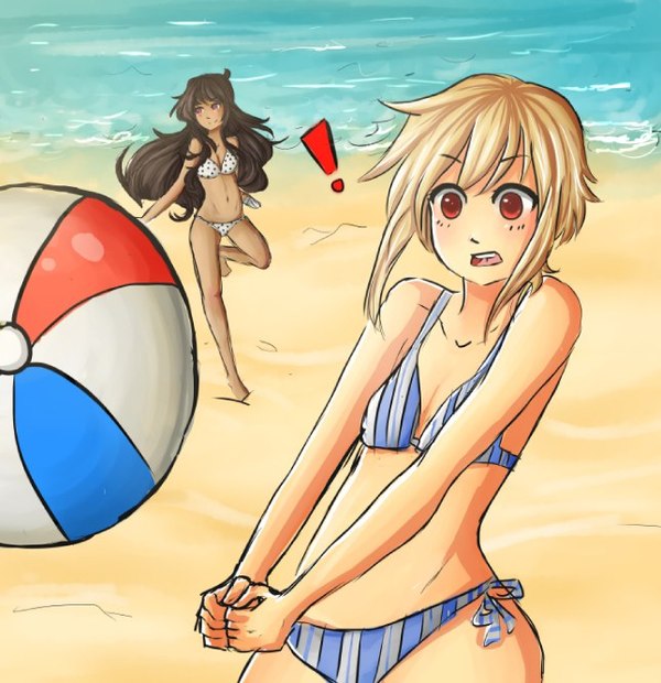 Games at the beach Katawa Shoujo, Miki miura, Akira Satou, Anime Art, ,  ,  