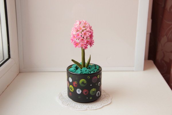 Cold porcelain hyacinth - My, Cold porcelain, Handmade, With your own hands, Hyacinths, Flowers