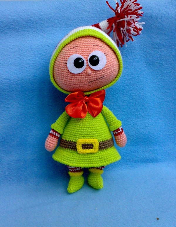 Bonnie doll dressed as an elf - My, Amigurumi, Knitting, Needlework, Doll, Toys