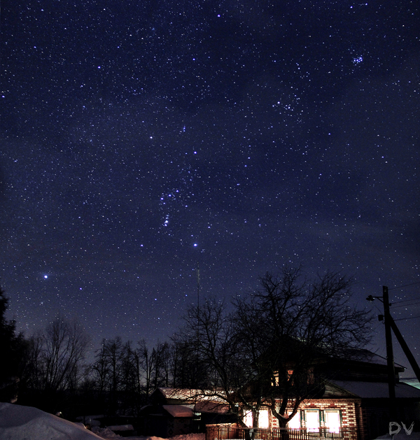 Night in the village... - My, Astrophoto, The photo, Photographer, Orion, Atmosphere