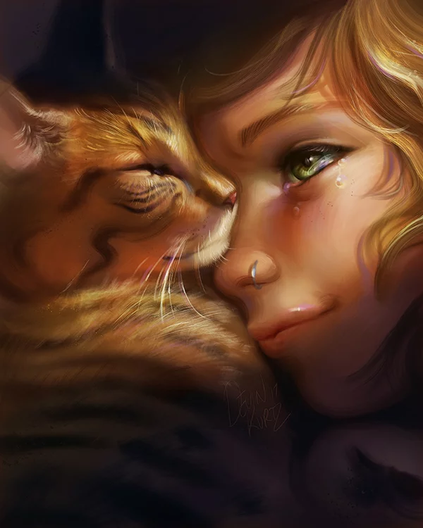 How Much Does a Kitten Need? - Art, Redheads, cat, friendship, Kindness, Mercy, Tamberella