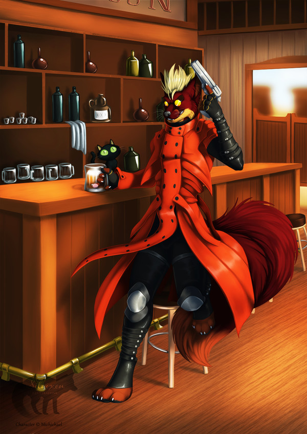 The hurricane is here again - Furry, Anthro, Art, Trigun, Vash the Stampede, Crossover, Silvixen