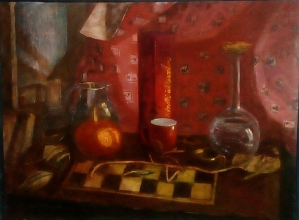 Still life with pumpkin - My, , Painting, Oil painting, Still life, Pumpkin, Unusual