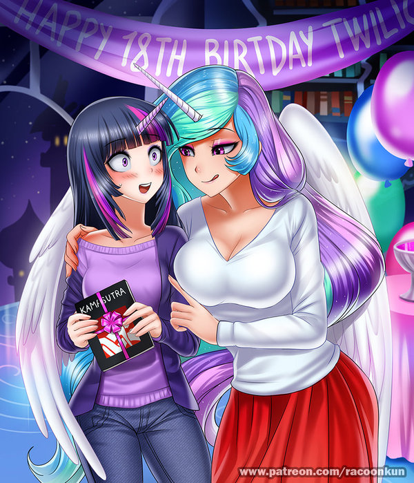 Birthday gift - NSFW, My little pony, Twilight sparkle, Princess celestia, Humanization, MLP Edge, Racoonkun