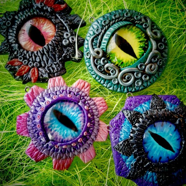 Look in the eyes! - My, Eyes, The Dragon, Polymer clay, With your own hands, Needlework, Pendant, Creation, Hobby, Longpost
