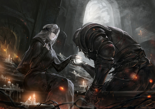 Touch the darkness within me - Anime Art, Anime Original, Арт, Не аниме, Dark Souls 3, Fire Keeper