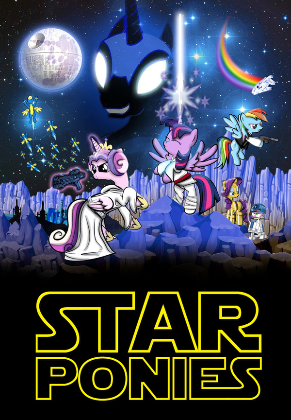 Звёздные пони - My Little Pony, Star Wars, Crossover, Twilight sparkle, Princess Cadance, Nightmare Moon, Spike, Rarity, Кроссовер