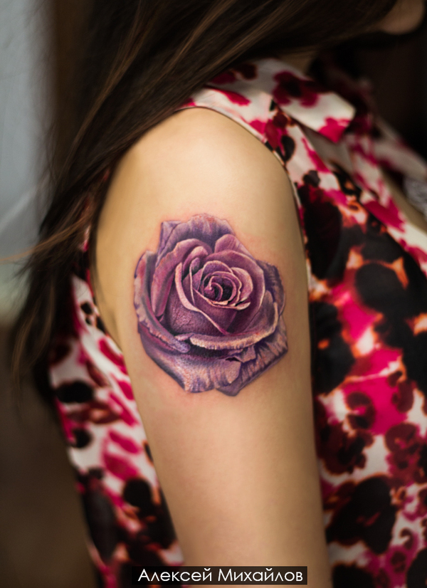 Rose tattoo in the style of realism, color - Alexey Mikhailov - My, Tattoo, the Rose, Realism, Color, Art
