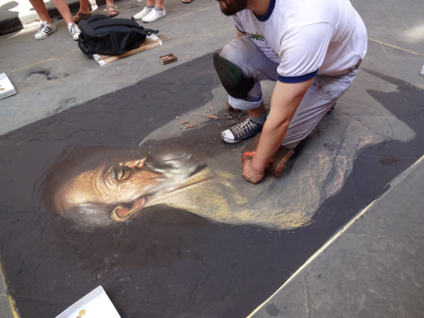 Chalk drawing on asphalt (my photo) - My, Drawing, Masterpiece, Chalk drawing