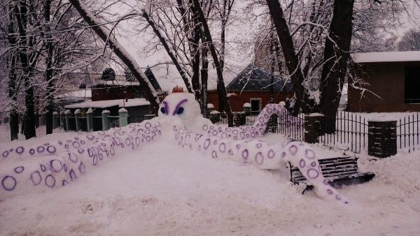 Snowman in Kharkov. - Fantasy, Octopus, snowman