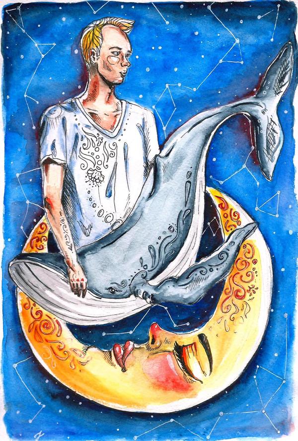 Watercolor dream - My, Watercolor, Dream, Drawing, Whale, Art