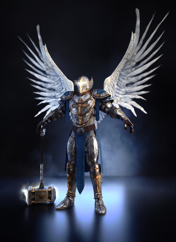 WIP of one more of my work) - My, Characters (edit), Paladin, Angel, Warrior, 3DS max, 3D max, Character, 