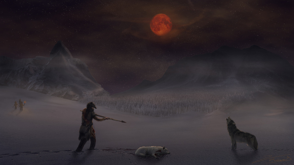 When inspiration comes out of a coma - My, Photoshop, , Collage, Wolf, Hunter, moon