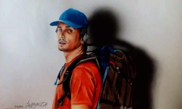 Drawing by James Franco based on the film 127 hours + video drawing process - My, 127 hours, James Franco, Drawing, Realism, Painting, How to draw, Pencil drawing, Video, Drawing process