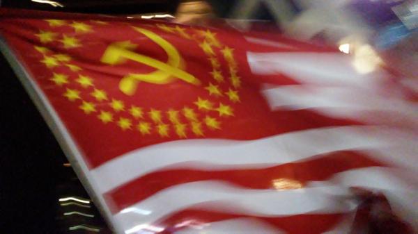 Flag of socialist America - My, Protest, Flag, USA, Donald Trump, Socialism, Communism, Bragging, Politics, Boasting
