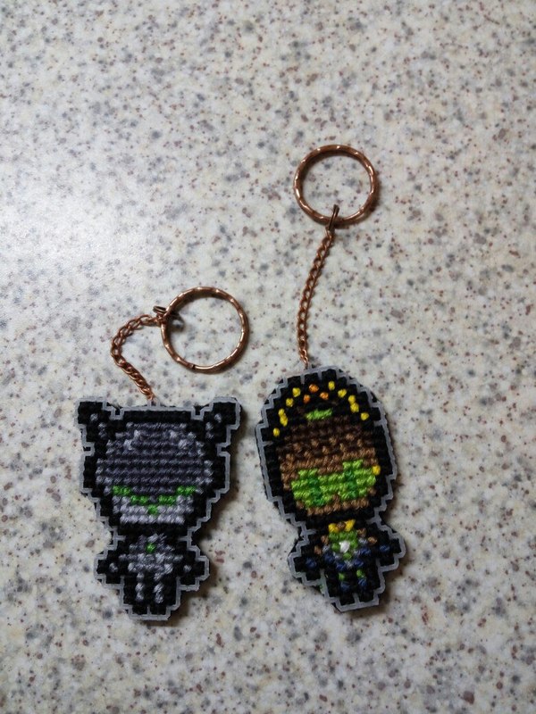 Belated New Year's gift - My, Overwatch, Genji, Lucio, Embroidery, Keychain, With your own hands