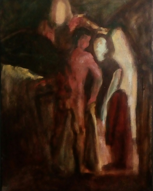 Angel and demon - My, , Painting, Oil painting, Angel, Demon