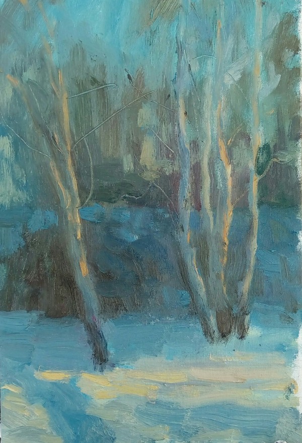 Birches - My, , Painting, Butter, Nature, Winter, Birch