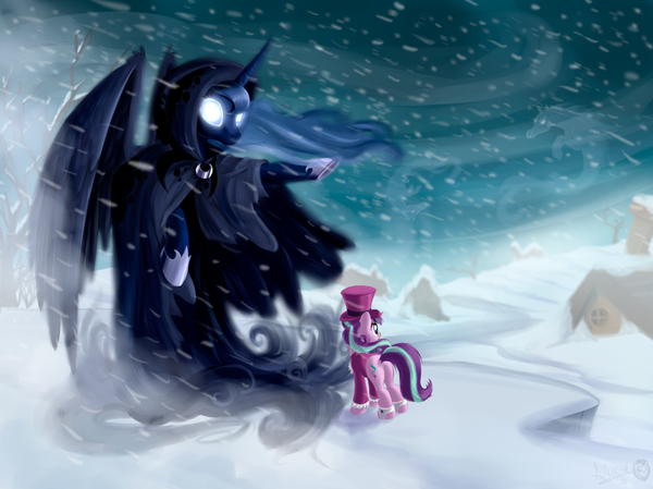     My Little Pony, Ponyart, Princess Luna, Starlight Glimmer, Snowfall Frost, Spirit of Hearths Warming, , Sirzi