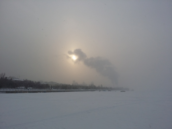 ate - My, Volga, Samara, Embankment, The sun, Nature, beauty, Snow, freezing, Volga river
