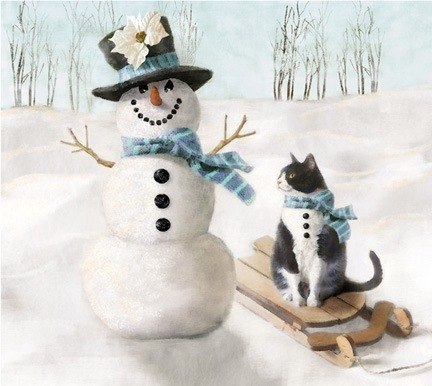 And in Yalta snow - , cat, Snow, Yalta, snowman, Images