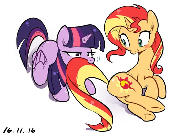 delicious bacon - My little pony, Twilight sparkle, Sunset shimmer, Drawing