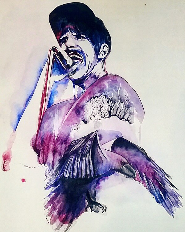 Inspired by the album - My, Drawing, Watercolor, Anthony Kiedis, Creation, Red hot chili peppers, 