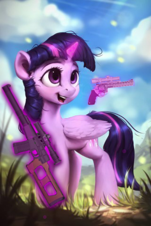 Twilligth с ВСС и револьвером - MLP Military, Моё, Оружие, Всс Винторез, PonyArt, My Little Pony