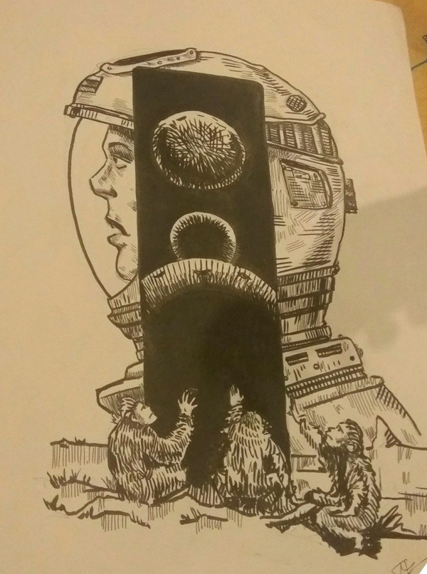 Connection with ancestors - My, Drawing, A space odyssey, Mikolart