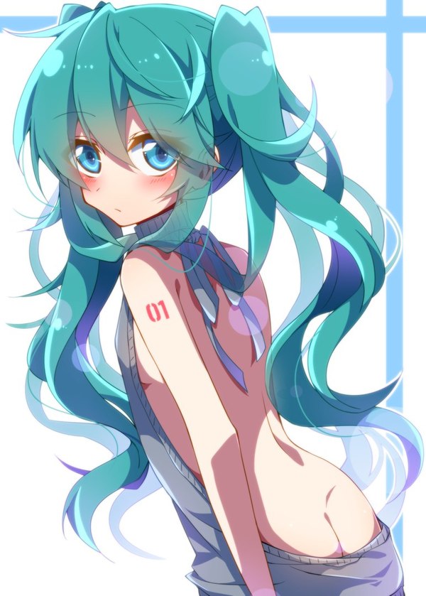 Hatsune Miku - Аниме, Vocaloid, Hatsune Miku, Virgin killer sweater, Anime Art, Длиннопост