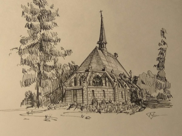 Church in the forest - My, Drawing, Church, Mikolart