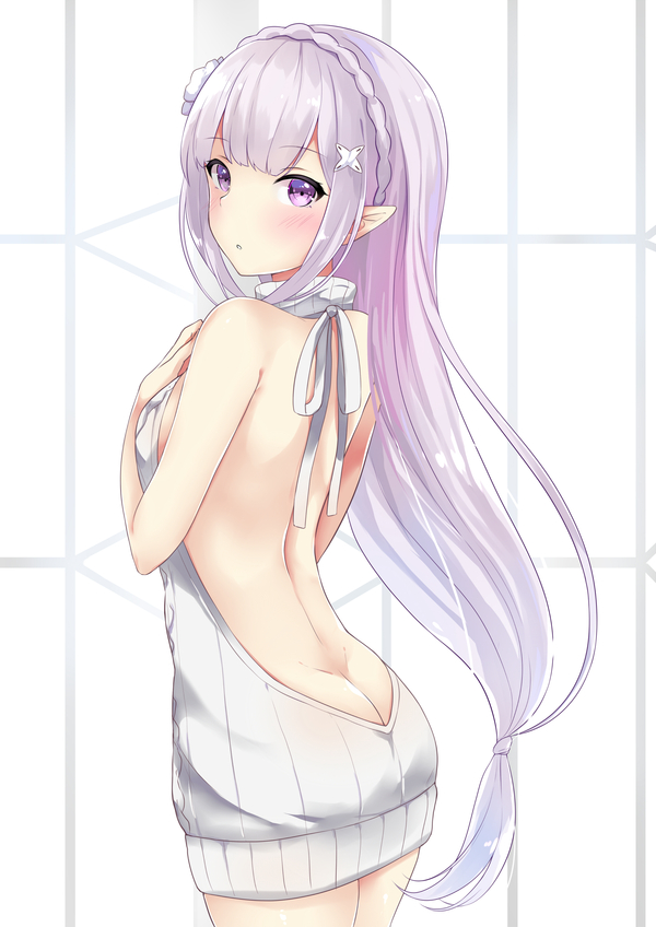 Emilia - Аниме, Anime Art, Re:Zero Kara, Emilia, Virgin killer sweater