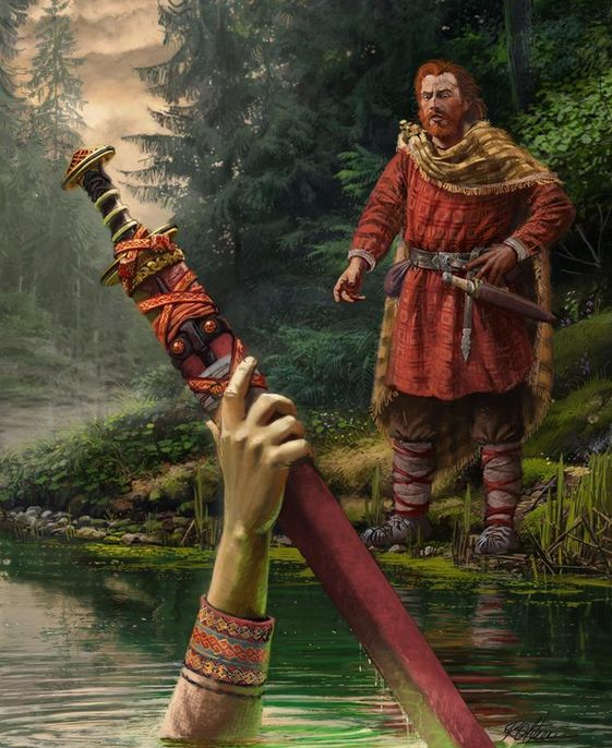 King Arthur and the Lady of the Lake. - King Arthur, , Sword, Art