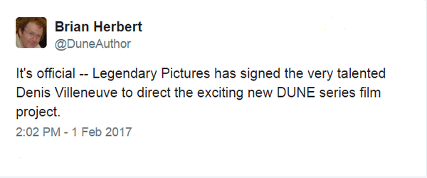 Officially: Вильнёв — режиссер ремейка "Дюны"