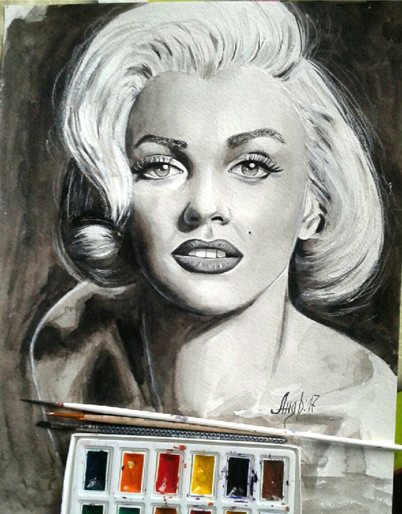 My job. portrait watercolor - My, Portrait, Celebrities, , Marilyn Monroe, Art, Watercolor