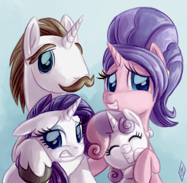 Fabulous Family Portrait - My little pony, PonyArt, Rarity, Sweetie belle, Hondo Flanks, Magnum, Cookie Crumbles, 