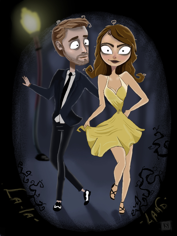 La la land in the world of Tim Burton - My, La La Land, My, Illustrations, Art, Tim Burton, 