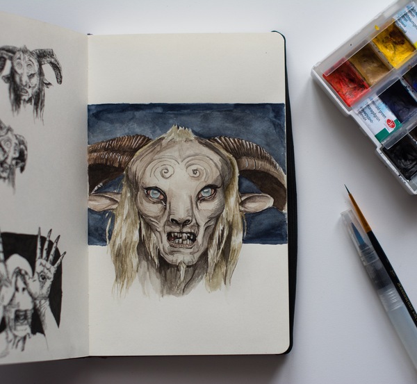 Monsters from the movie Pan's Labyrinth. Terribly beautiful. - My, Labyrinth of the Faun, Faun, Creation, Drawing, Watercolor, Longpost