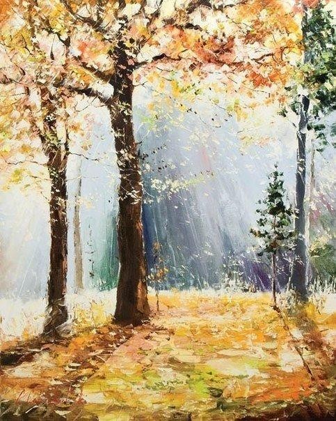 Incredibly bright paintings by Gleb Golubetsky - , Landscape, Light, Autumn, Longpost