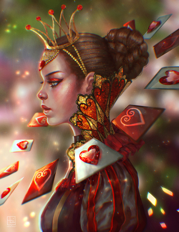 Queen of Hearts - Art, Alice in Wonderland, Queen of Hearts, Serafleur