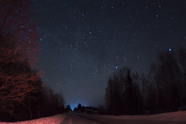 Night road - My, Stars, Night, Sky, The photo, Road, Excerpt