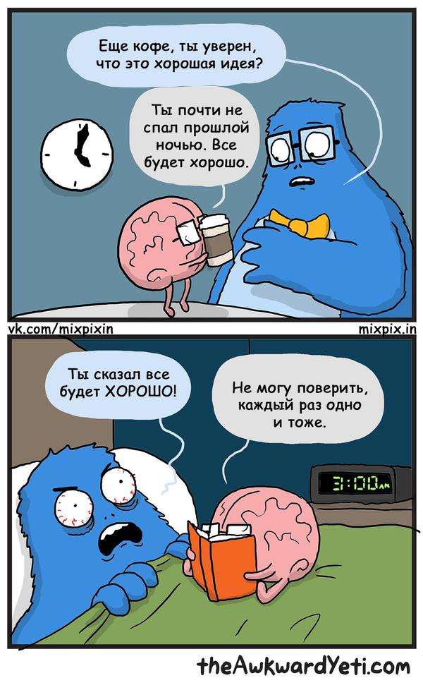 The caffeine cycle - My, Comics, Translation, Coffee, Awkward yeti