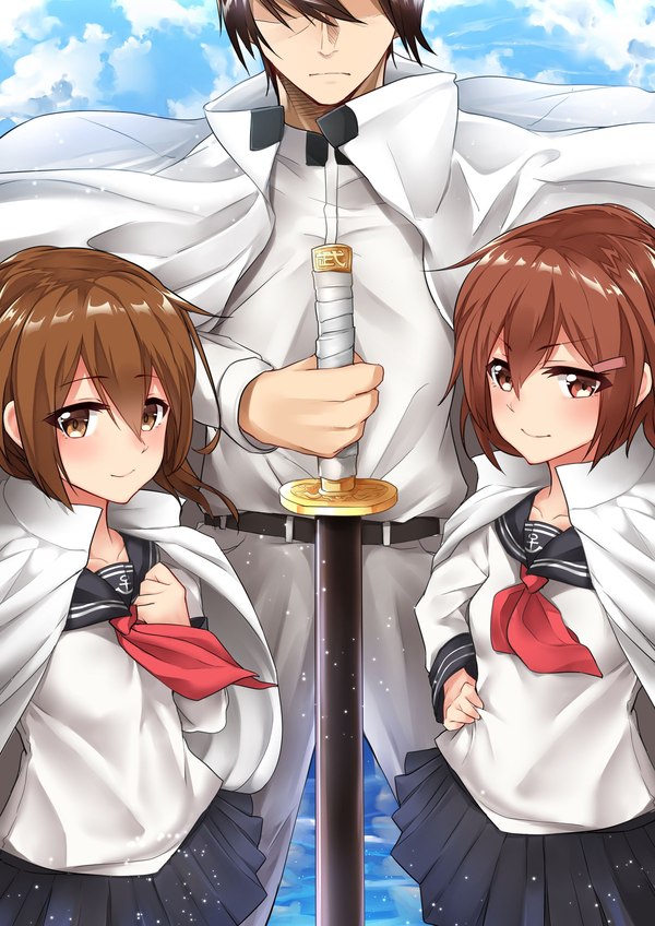 Inazuma and Ikazuchi - Kantai collection, Anime art, Kanmusu, Inazuma, Ikazuchi, Teitoku, 